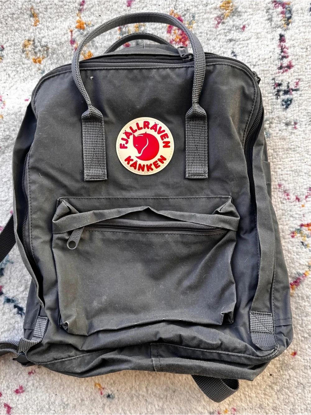 Mini Fjallraven Kånken Backpack - Gray with Red Logo
